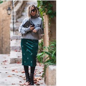 Zara velvet slip midi dress w. Lace contrast